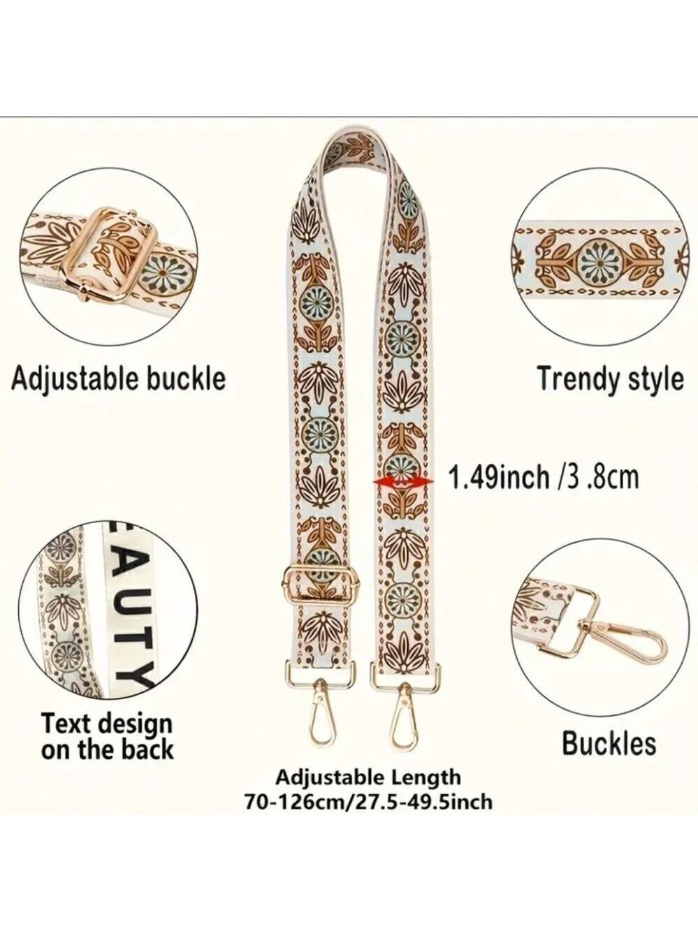 Adjustable Wide Shoulder Handbag Replacement Strap - Picture 6 of 12